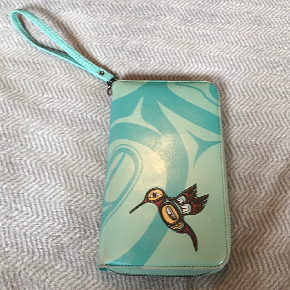 Blue Leather zip wallet